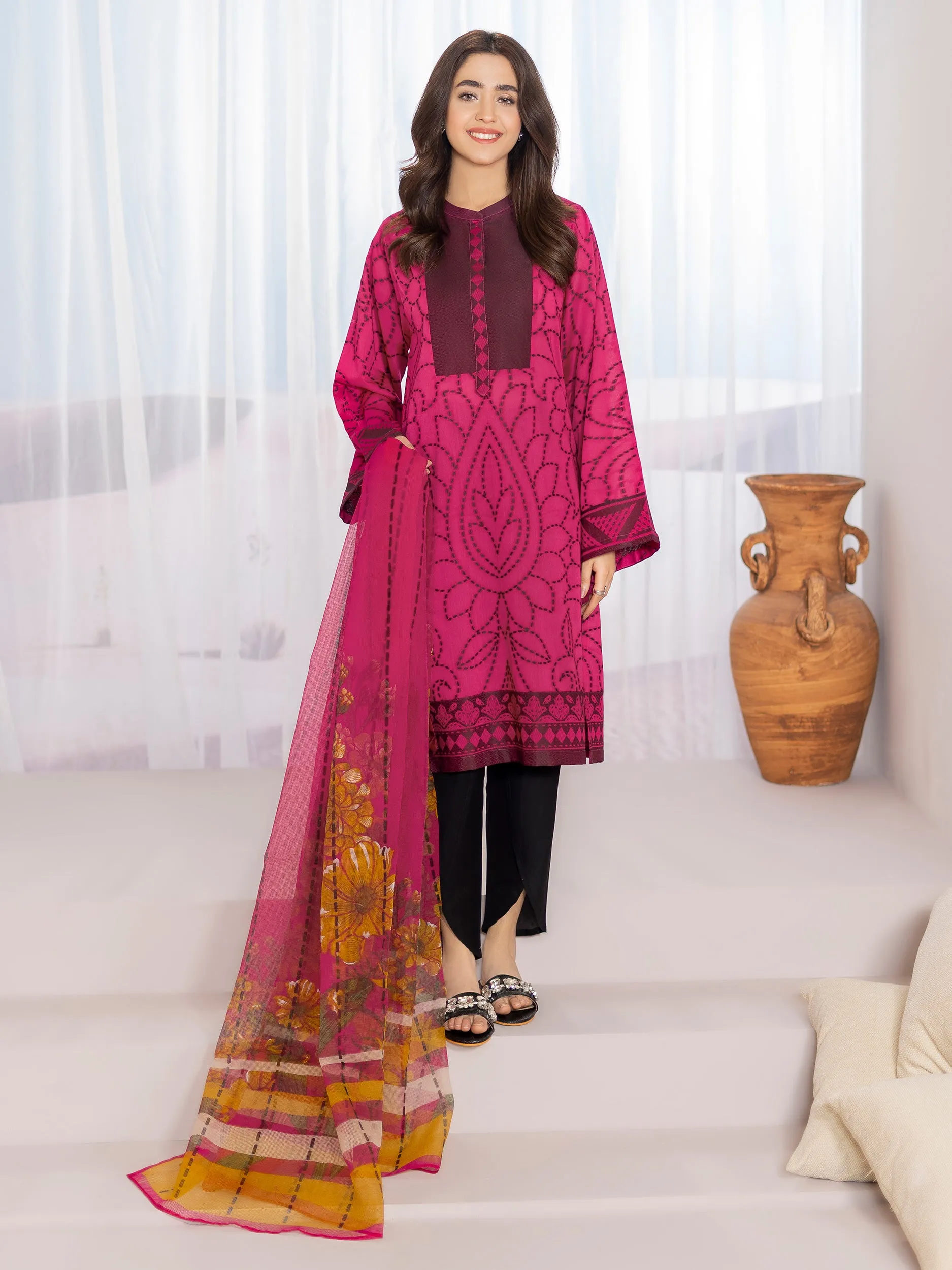 2 Piece Jacquard Suit-Printed (Unstitched)