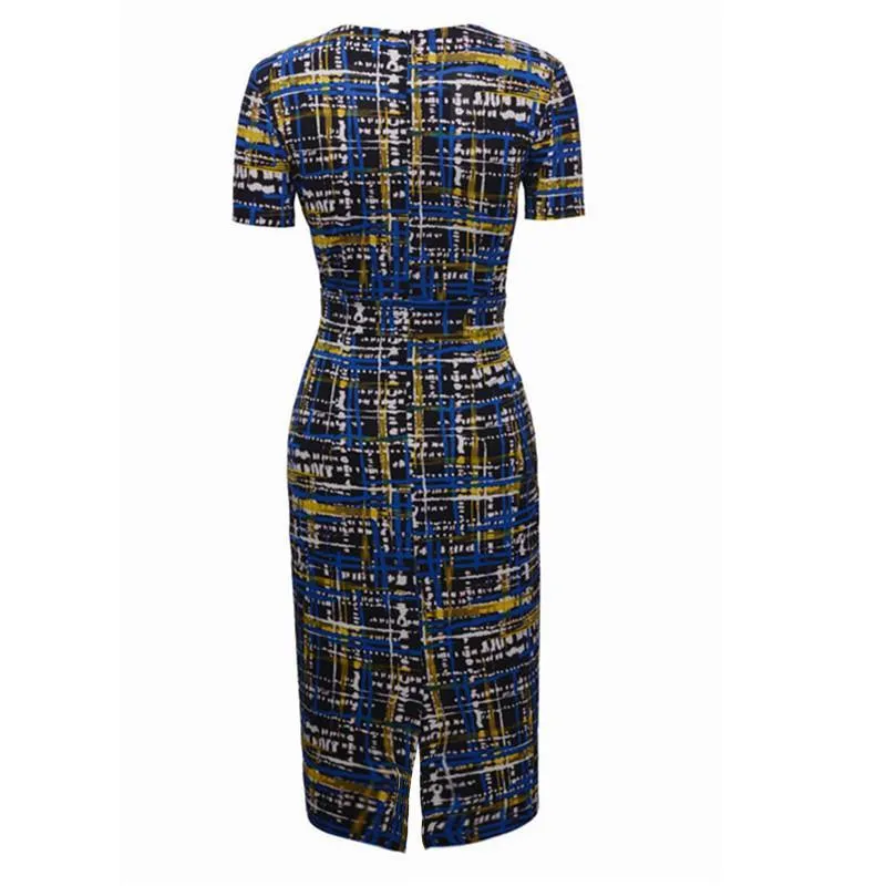 Abstract Geo Paint U Neck Dress
