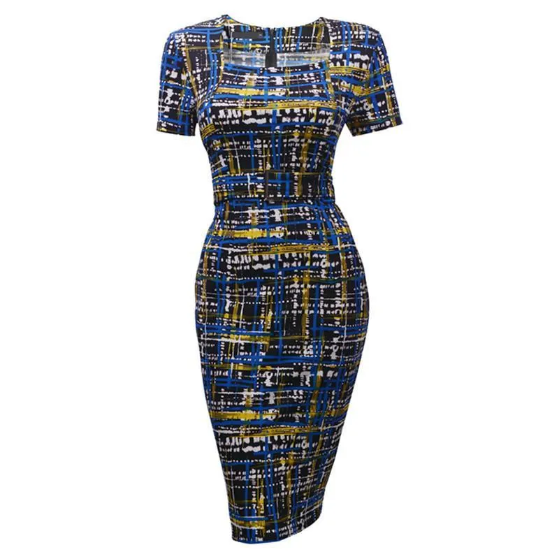 Abstract Geo Paint U Neck Dress