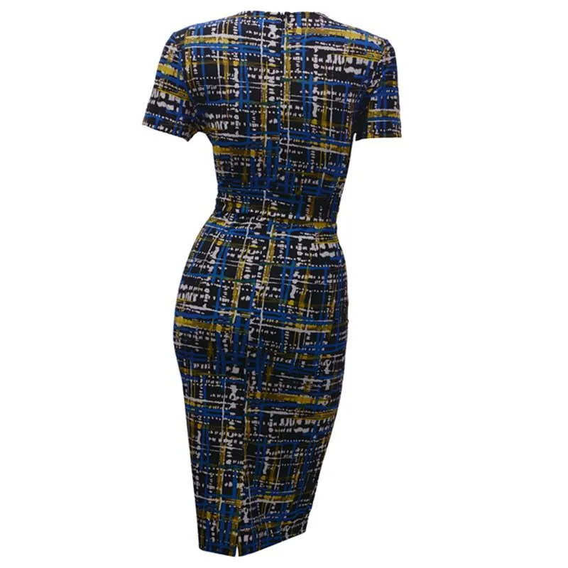 Abstract Geo Paint U Neck Dress