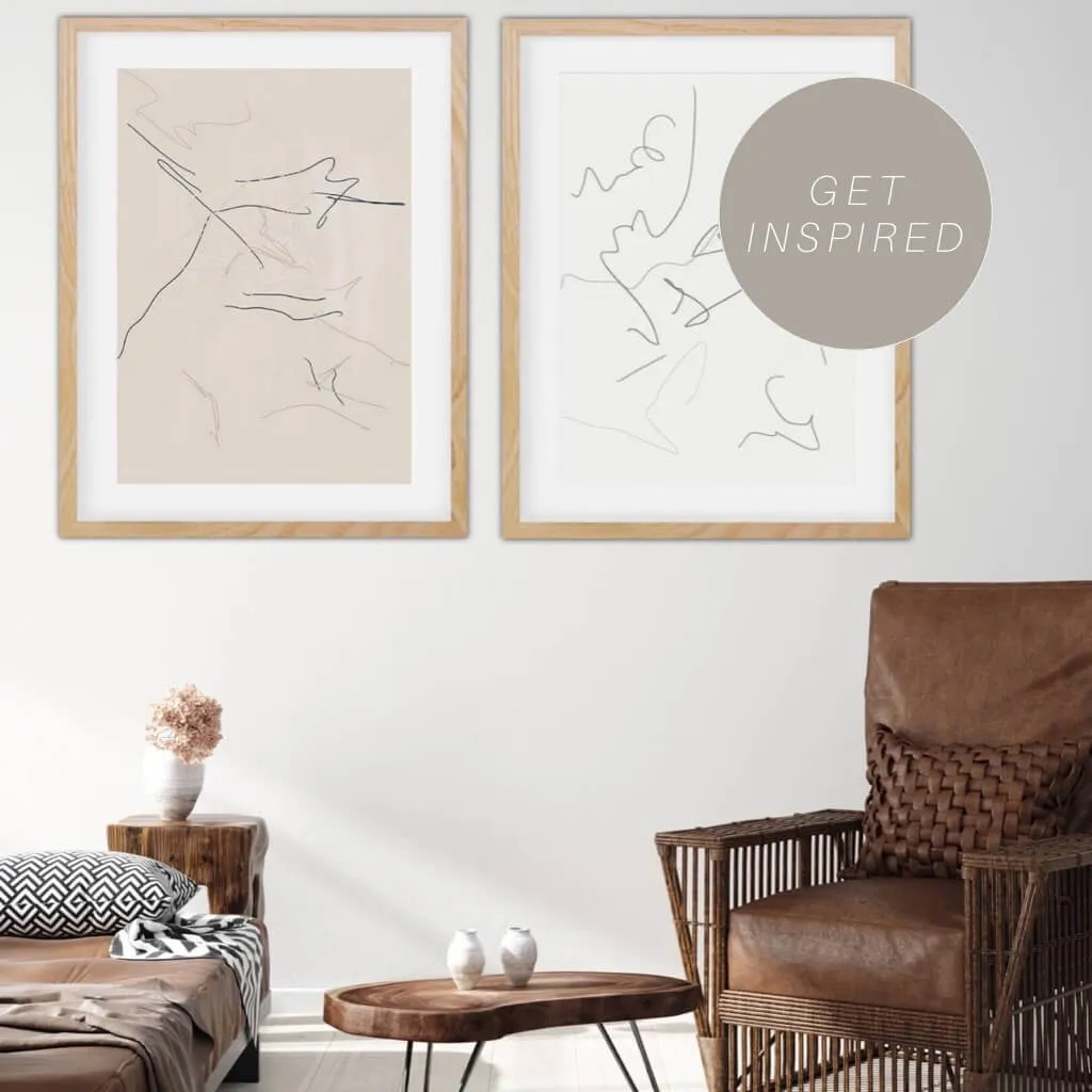 Abstract Line Drawing Framed Art