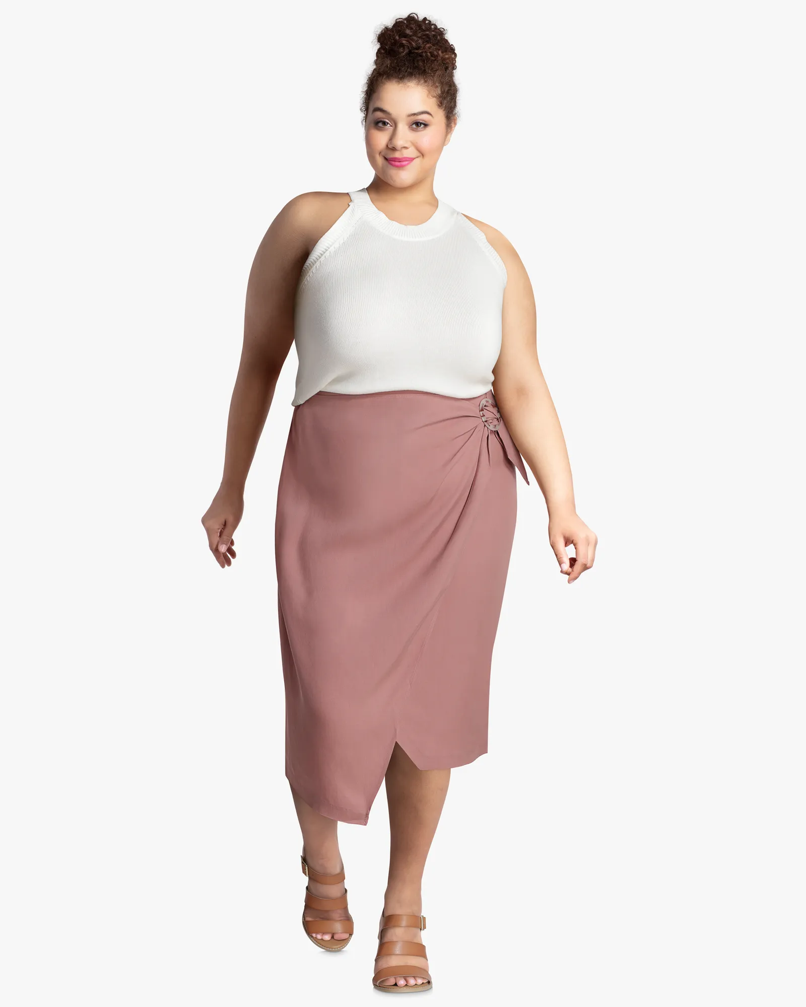 Avery Draped Pencil Skirt  | Pink / Pink