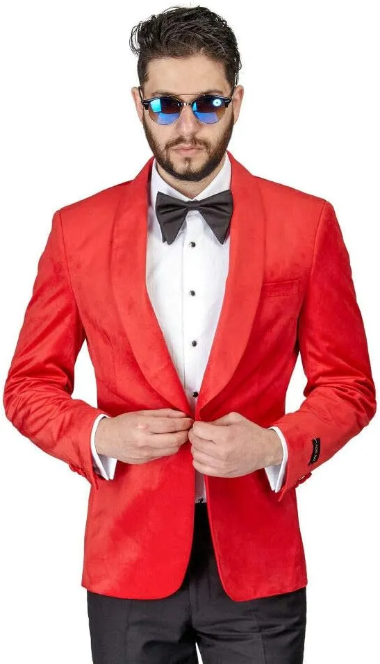 AZAR MAN Slim Fit 1 Button Velvet Shawl Dinner Jacket