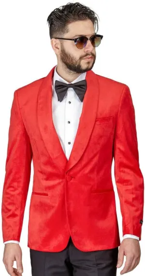 AZAR MAN Slim Fit 1 Button Velvet Shawl Dinner Jacket