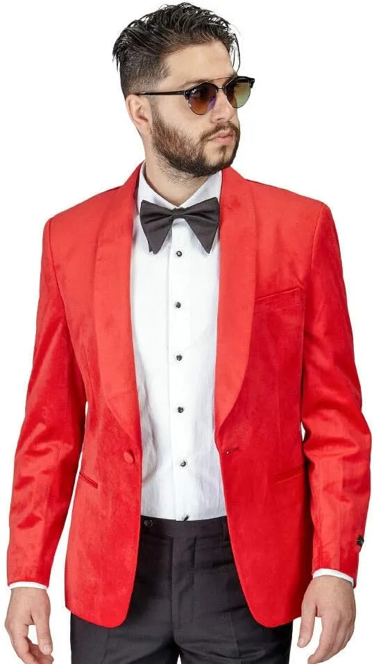AZAR MAN Slim Fit 1 Button Velvet Shawl Dinner Jacket