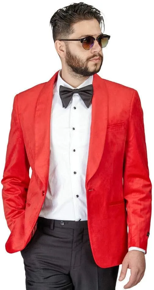 AZAR MAN Slim Fit 1 Button Velvet Shawl Dinner Jacket