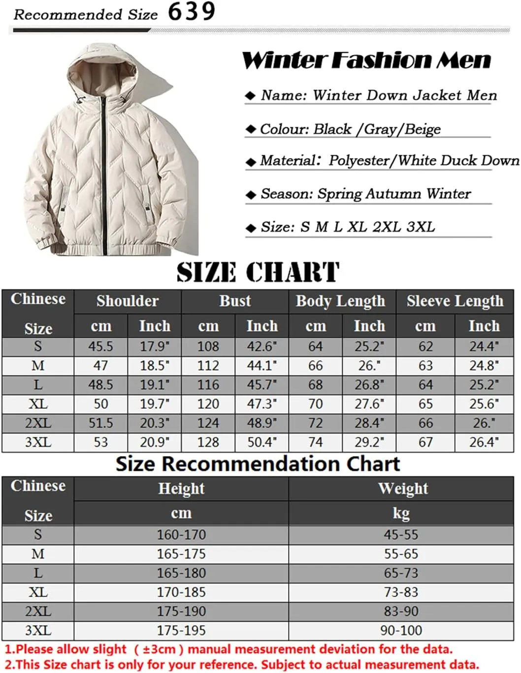 Bciopll Winter Warm Down Jacket Men Thick Hooded Jacket Parkas