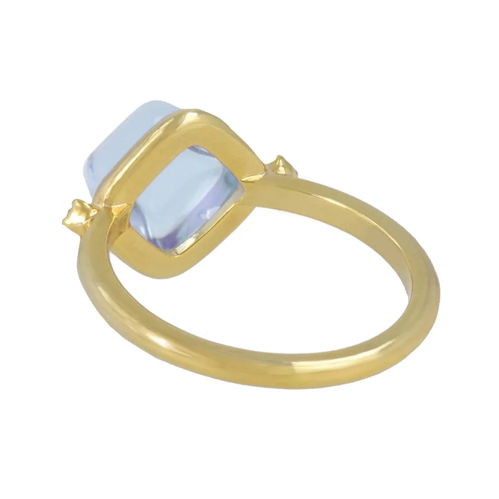 Blue Square Glass Jewel Ring