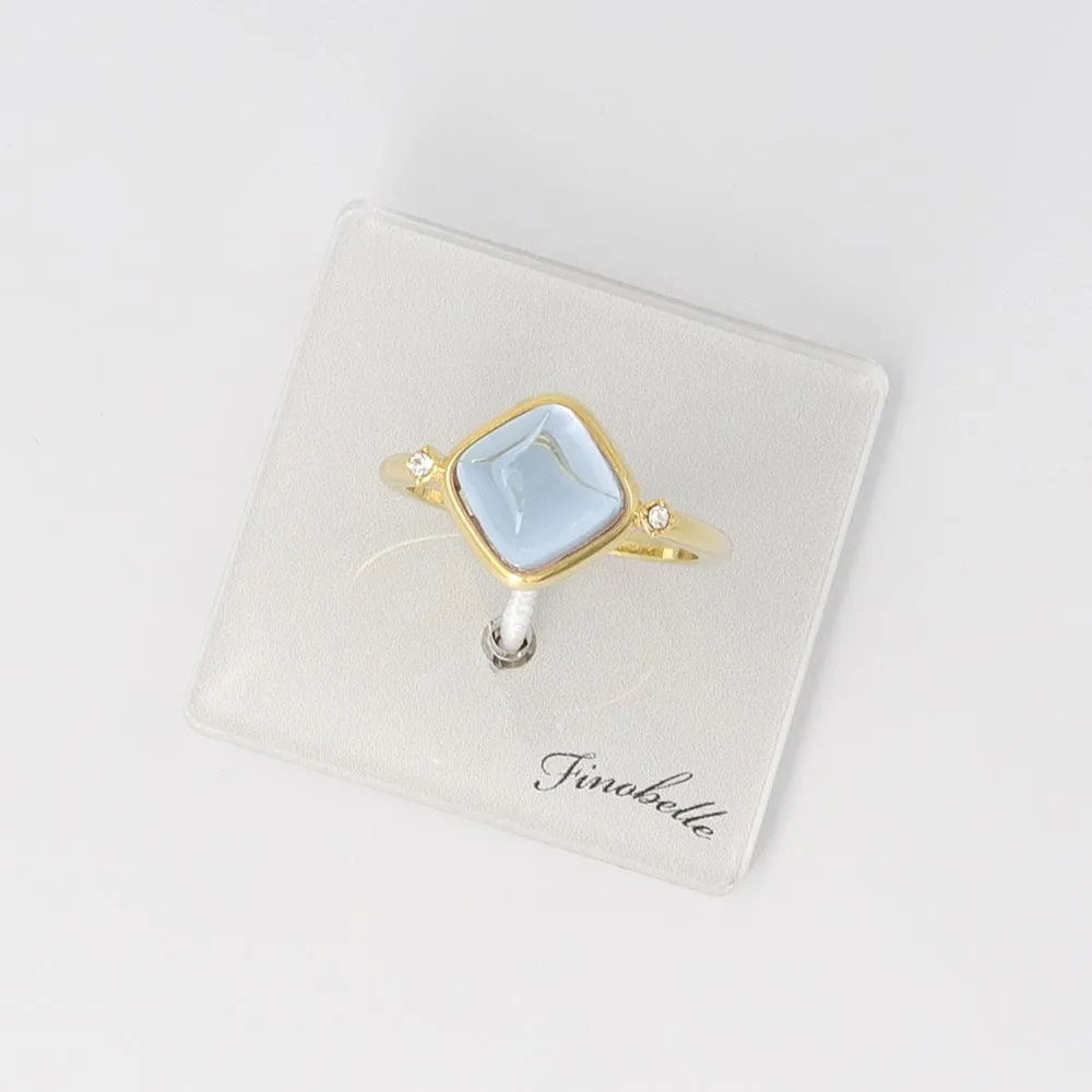 Blue Square Glass Jewel Ring