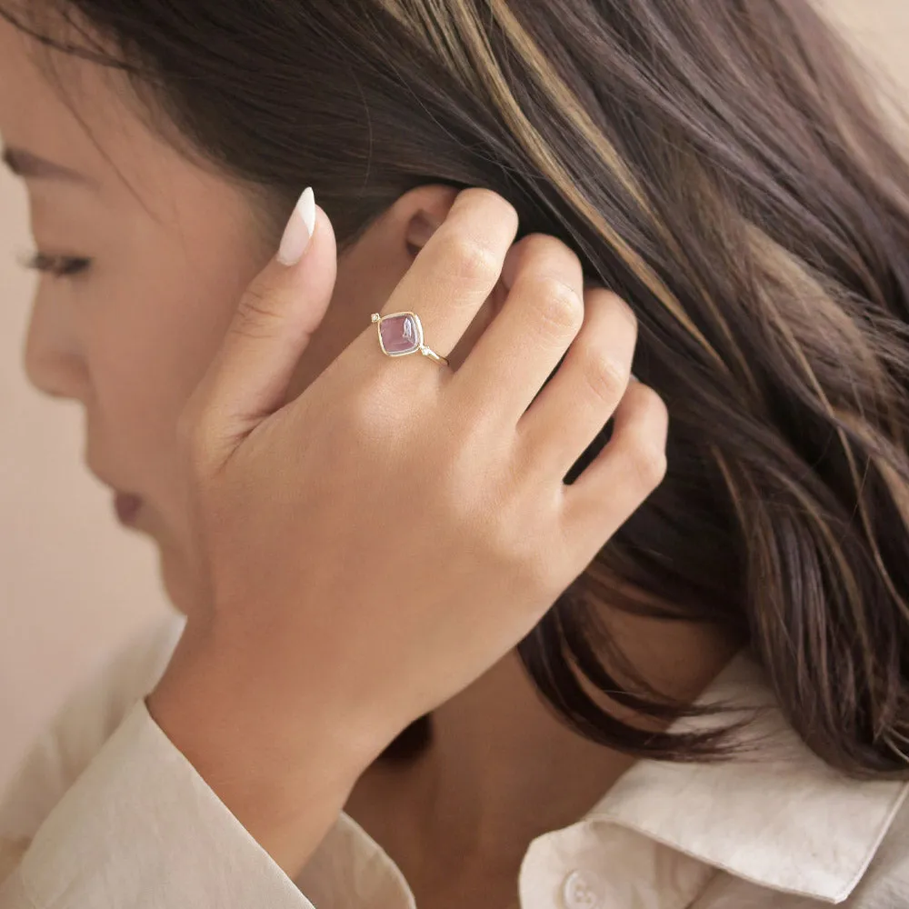 Blue Square Glass Jewel Ring