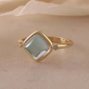 Blue Square Glass Jewel Ring
