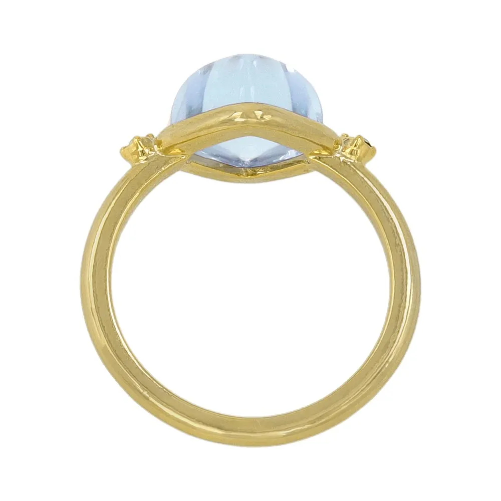 Blue Square Glass Jewel Ring