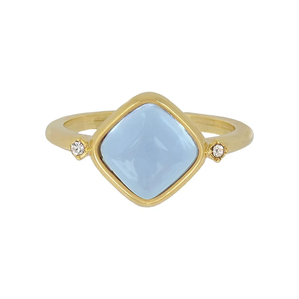 Blue Square Glass Jewel Ring