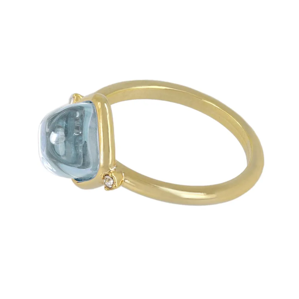 Blue Square Glass Jewel Ring