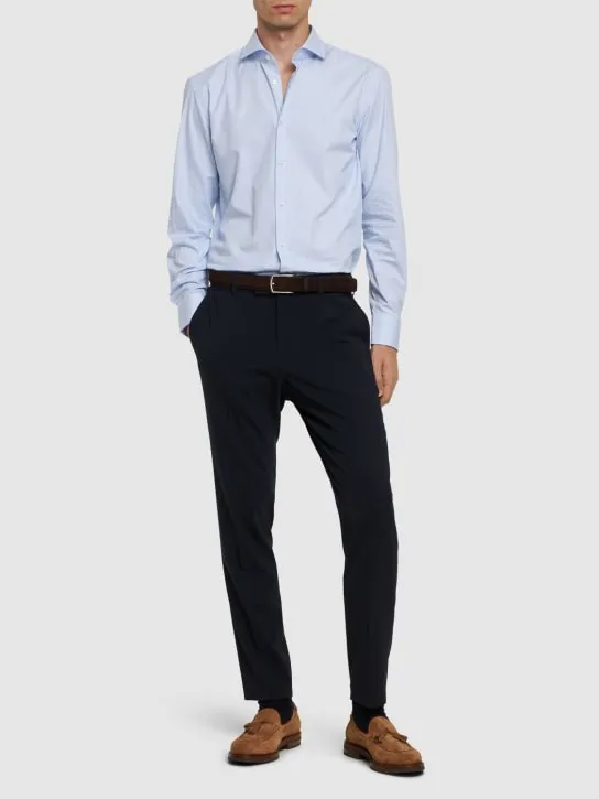 Boss   Hank striped cotton blend shirt 