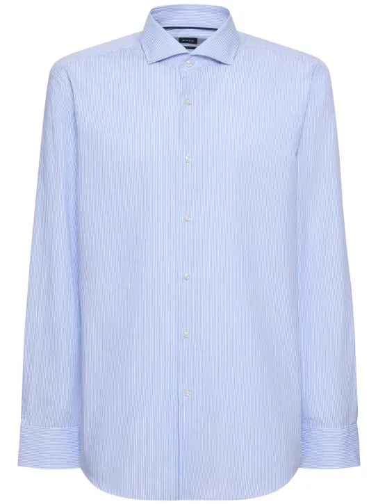 Boss   Hank striped cotton blend shirt 