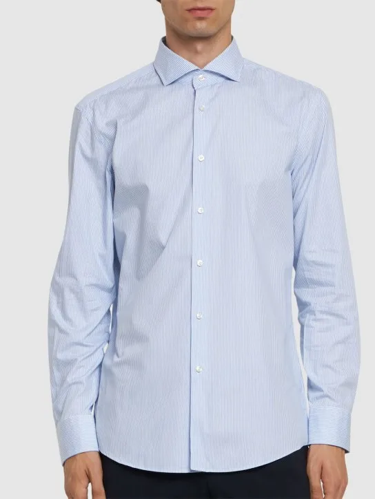 Boss   Hank striped cotton blend shirt 