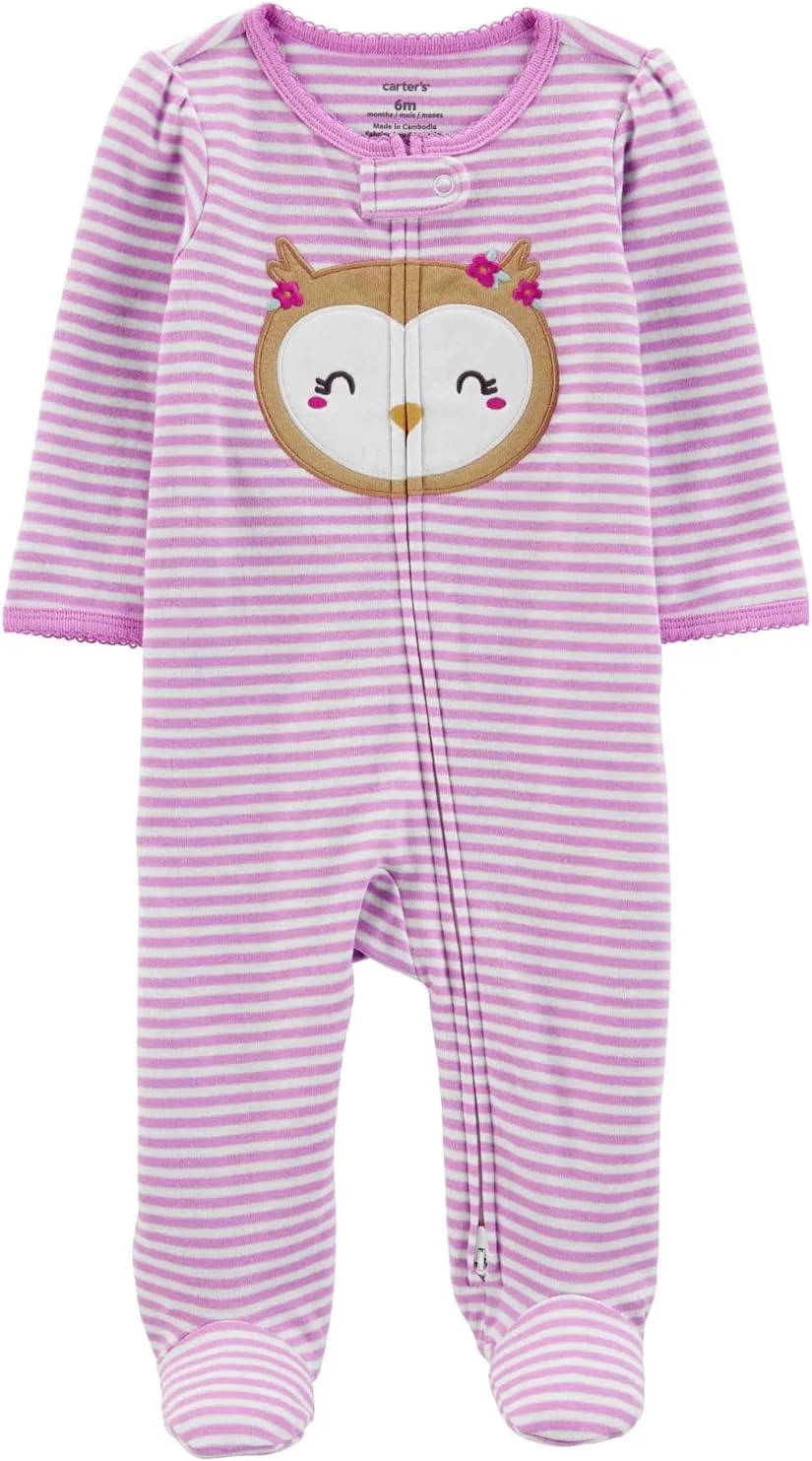 Carter's Girls' 1-Piece 100% Snug Fit Footie Sleeper PJs