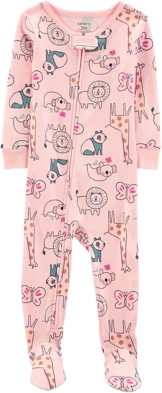 Carter's Girls' 1-Piece 100% Snug Fit Footie Sleeper PJs