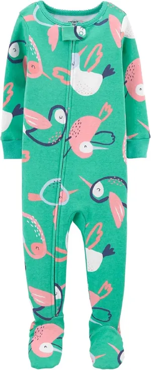 Carter's Girls' 1-Piece 100% Snug Fit Footie Sleeper PJs