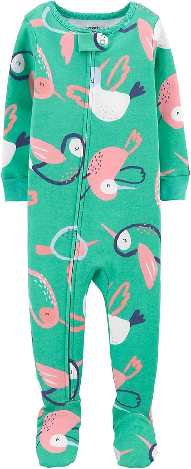 Carter's Girls' 1-Piece 100% Snug Fit Footie Sleeper PJs