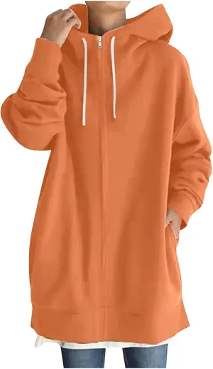 Ceboyel Women Oversized Sweatshirt Loose Fit Full Zip Up Fashion Long Hoodies Trendy Y2K Jackets Winter Outfits Clothes 2023