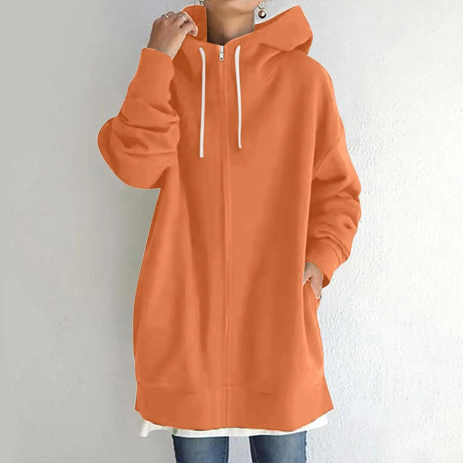 Ceboyel Women Oversized Sweatshirt Loose Fit Full Zip Up Fashion Long Hoodies Trendy Y2K Jackets Winter Outfits Clothes 2023