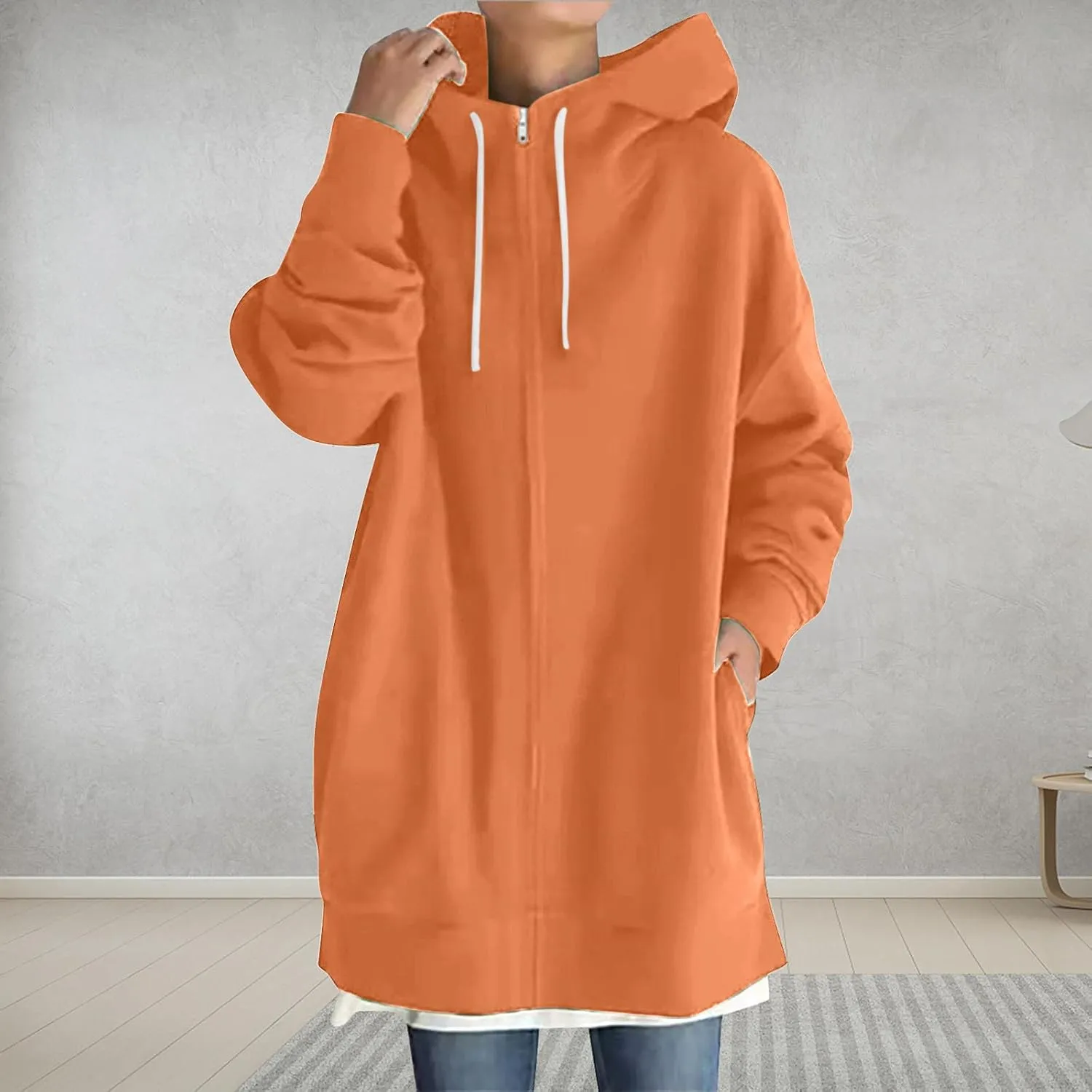 Ceboyel Women Oversized Sweatshirt Loose Fit Full Zip Up Fashion Long Hoodies Trendy Y2K Jackets Winter Outfits Clothes 2023