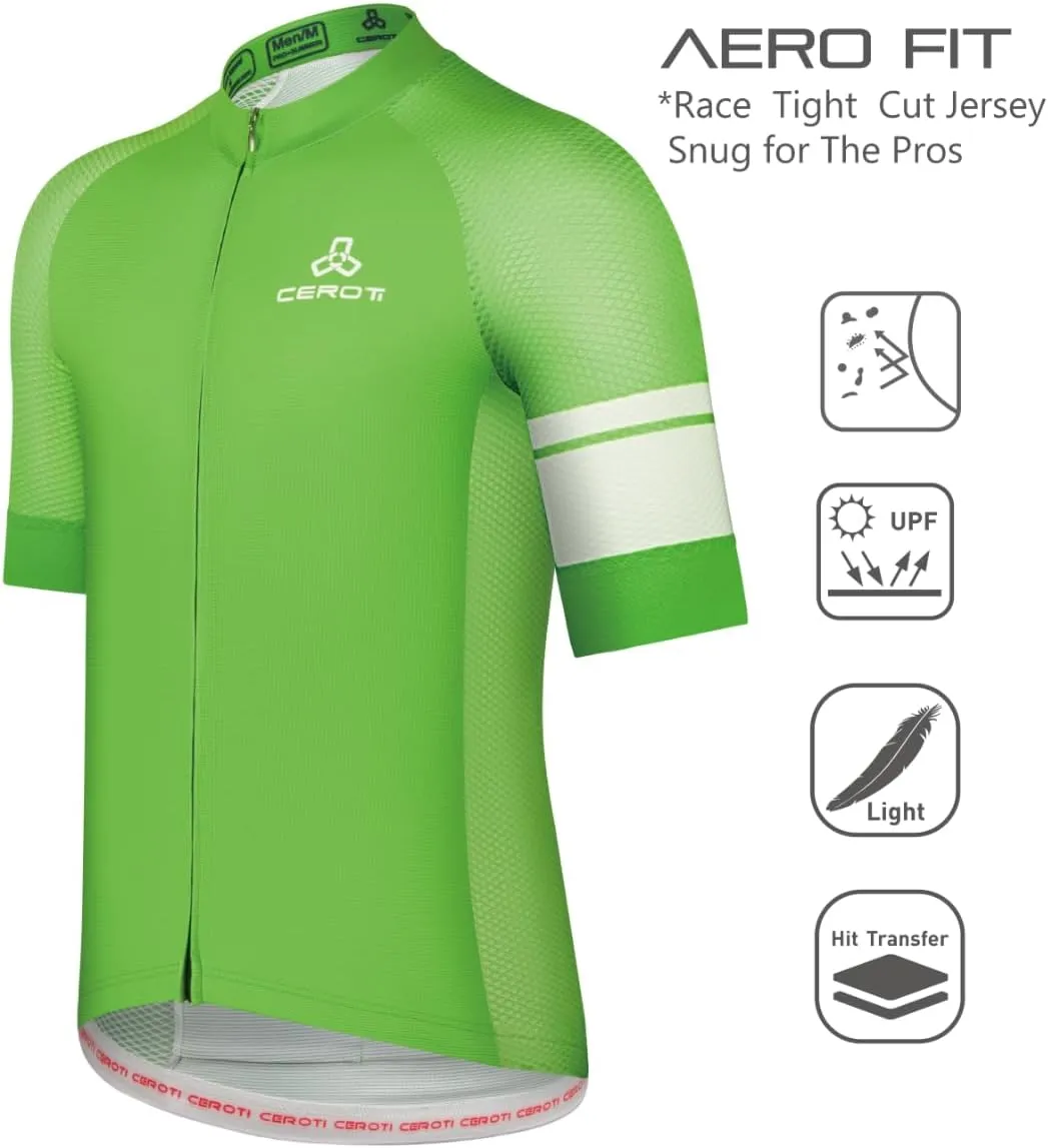 CEROTIPOLAR Snug Fit Men AirCool Cycling Jersey Bike Shirts UPF50 ,PRO Dry Fit Light Weight Fabric