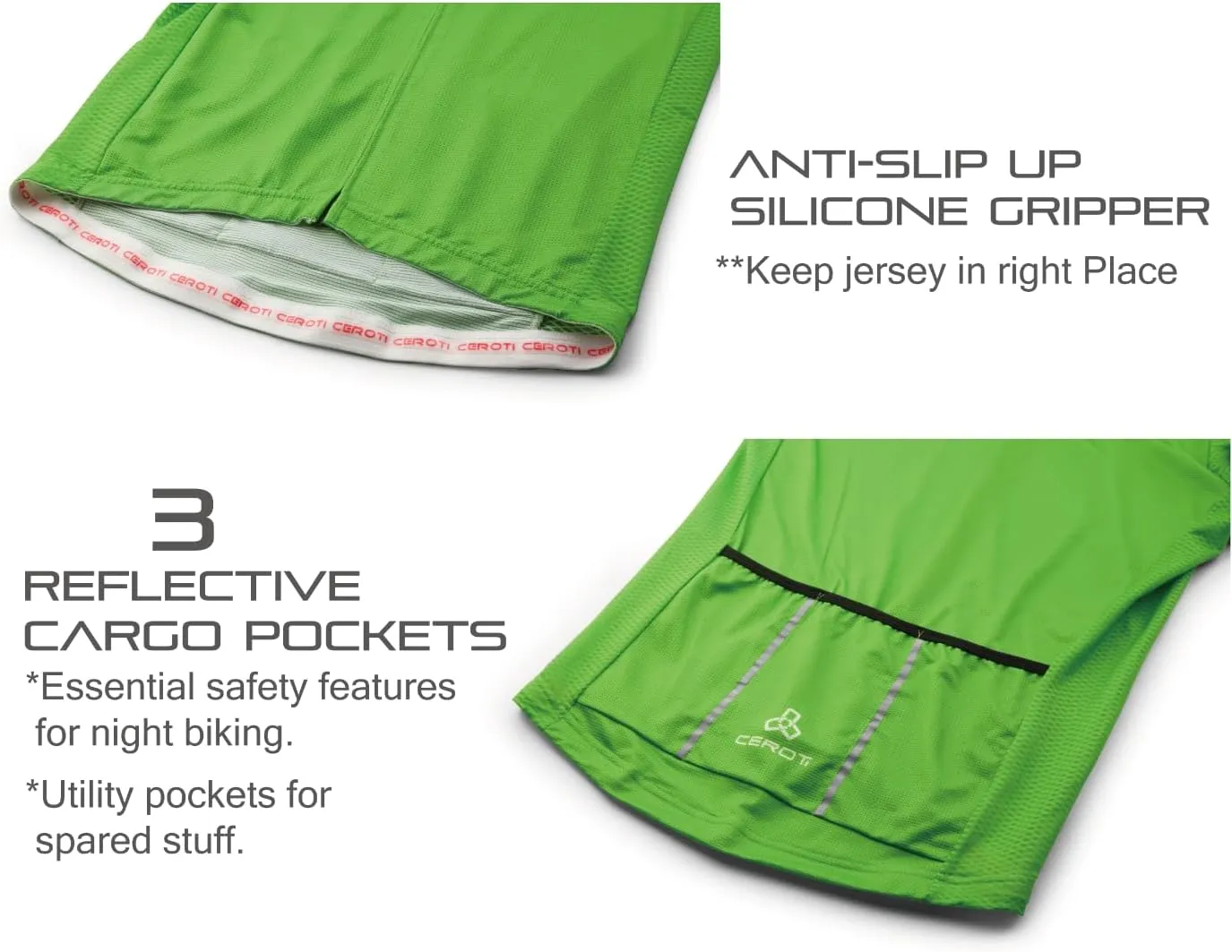 CEROTIPOLAR Snug Fit Men AirCool Cycling Jersey Bike Shirts UPF50 ,PRO Dry Fit Light Weight Fabric