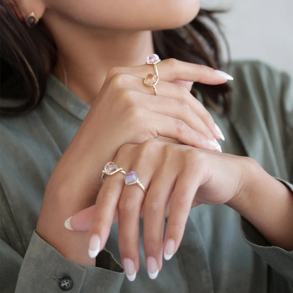 Clear Square Glass Jewel Ring