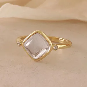 Clear Square Glass Jewel Ring