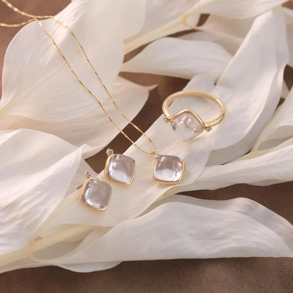 Clear Square Glass Jewel Ring