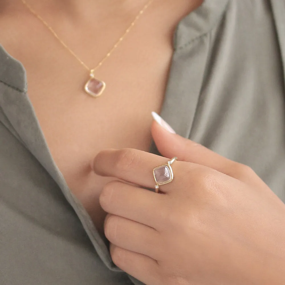 Clear Square Glass Jewel Ring