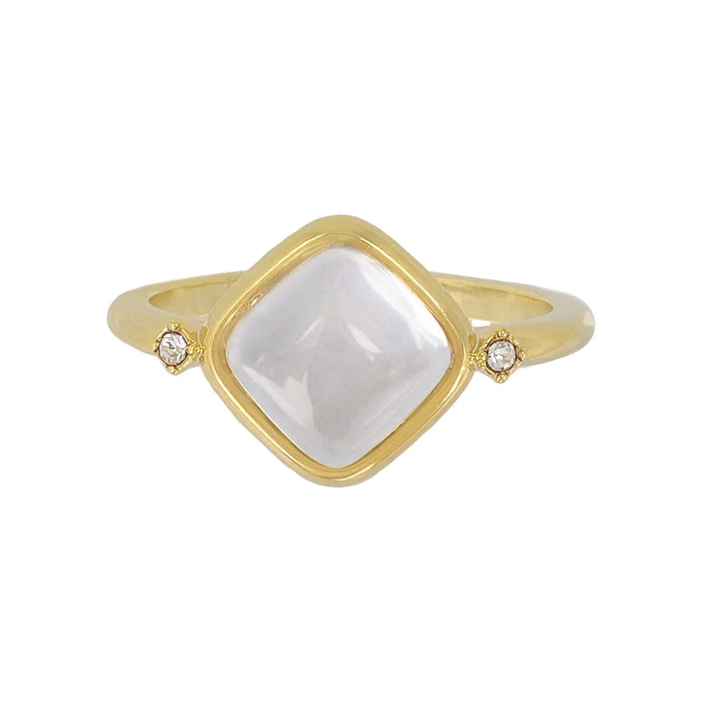Clear Square Glass Jewel Ring