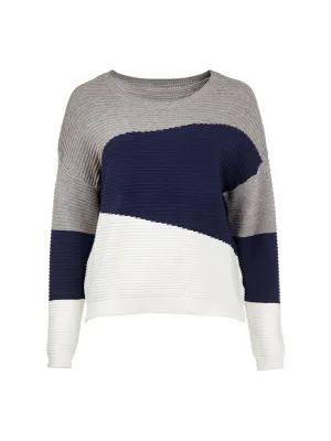Color Block Grey And Navy Sweater