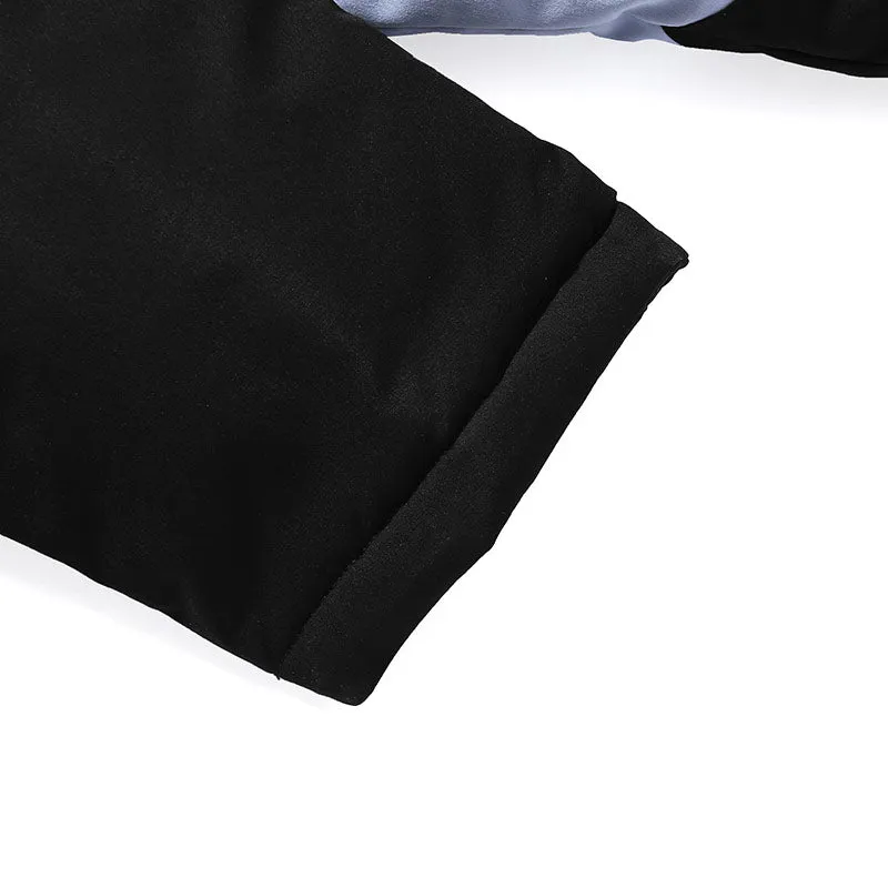 Color Block Single-Breasted Washed Cotton Padded Coat