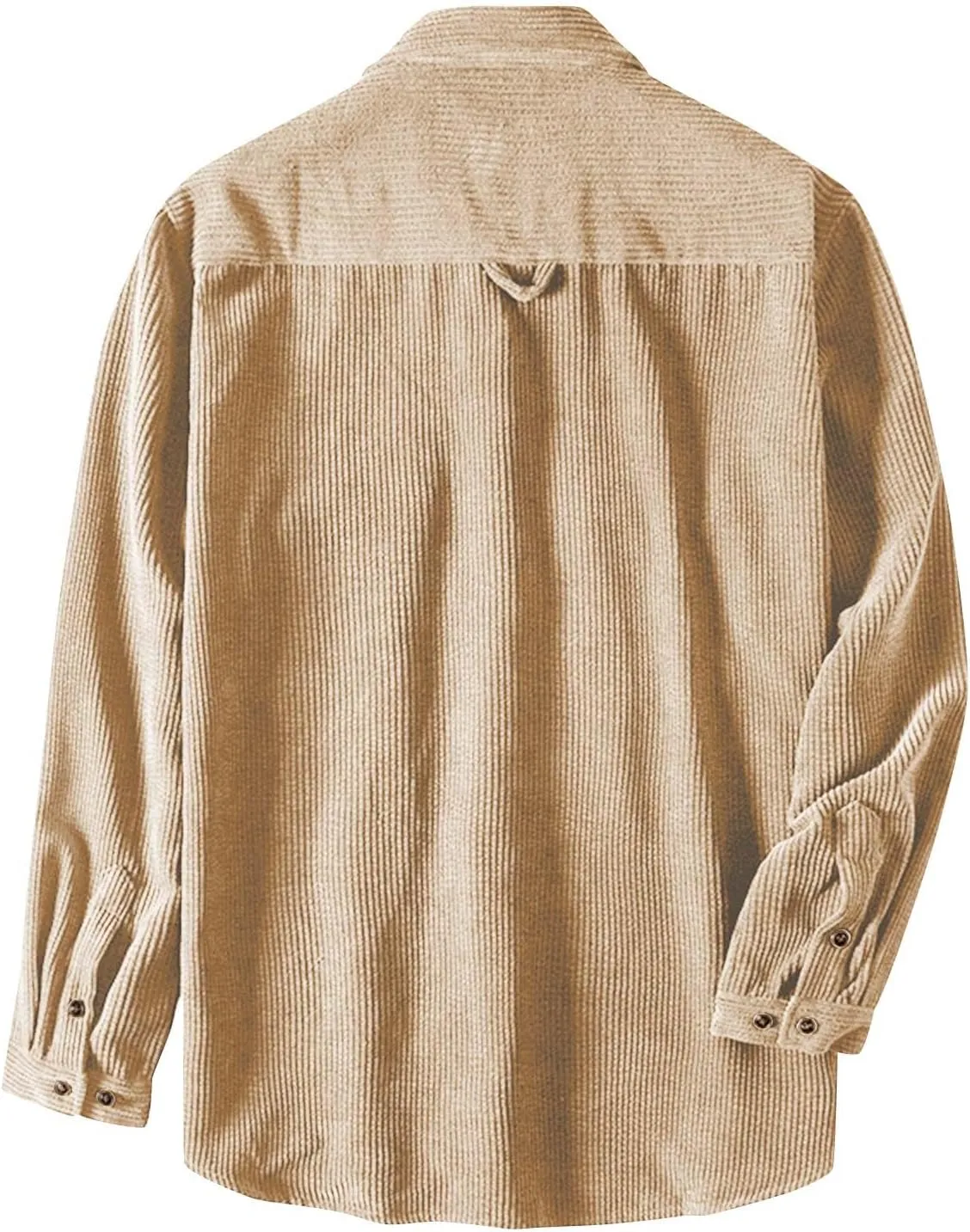 Corduroy Shirt Men Button Down Long Sleeve Casual Shacket Jacket Fashion Spring Slim Fit Tops Blouses with Flap Pockets