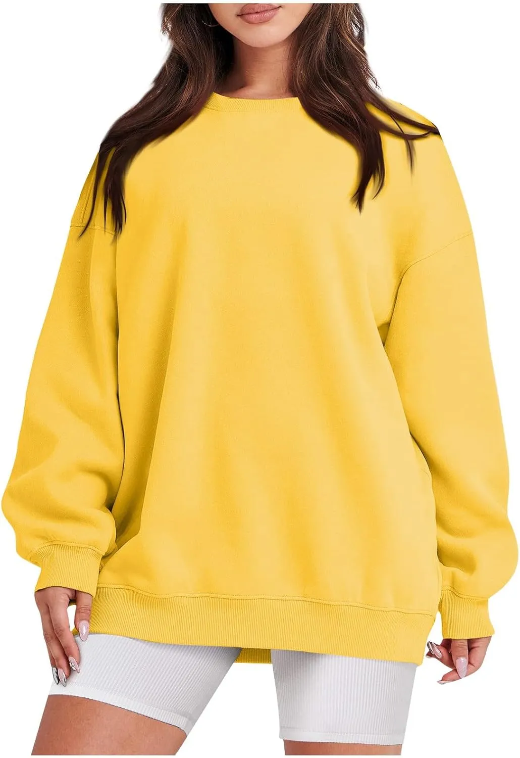 Crewneck Sweatshirts For Women Loose Fit Lightweight Fleece Oversized Sweatshirt Baggy Long Sleeve Pullover Tunic Top