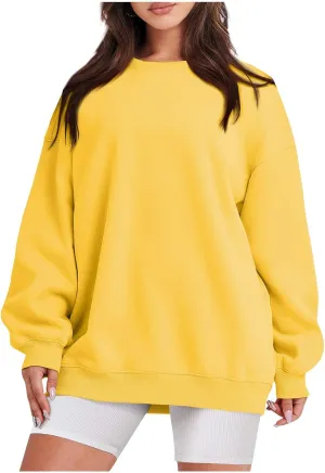 Crewneck Sweatshirts For Women Loose Fit Lightweight Fleece Oversized Sweatshirt Baggy Long Sleeve Pullover Tunic Top