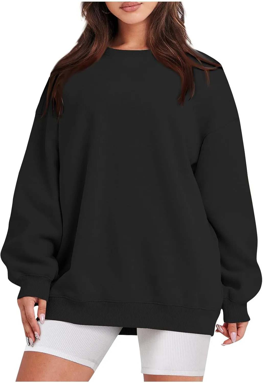 Crewneck Sweatshirts For Women Loose Fit Lightweight Fleece Oversized Sweatshirt Baggy Long Sleeve Pullover Tunic Top