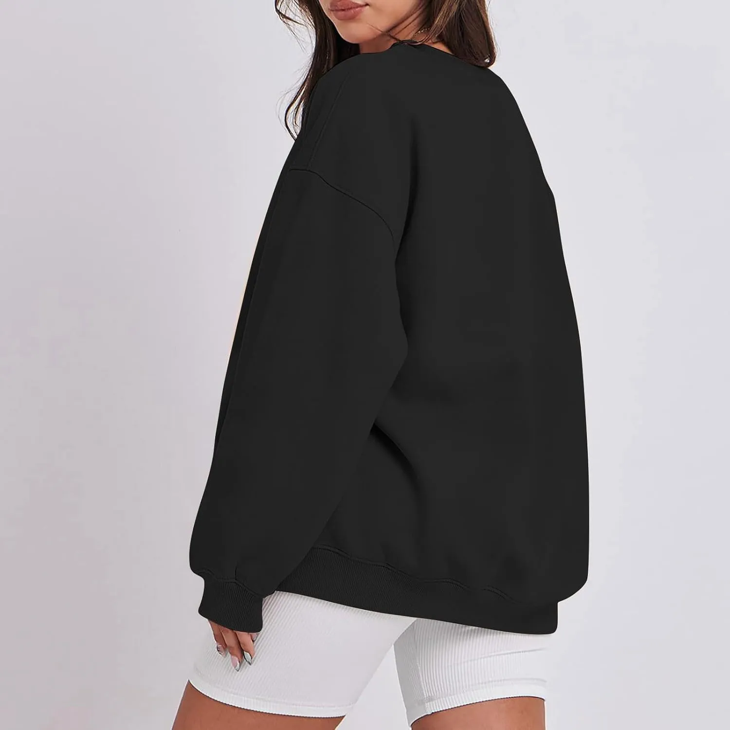 Crewneck Sweatshirts For Women Loose Fit Lightweight Fleece Oversized Sweatshirt Baggy Long Sleeve Pullover Tunic Top