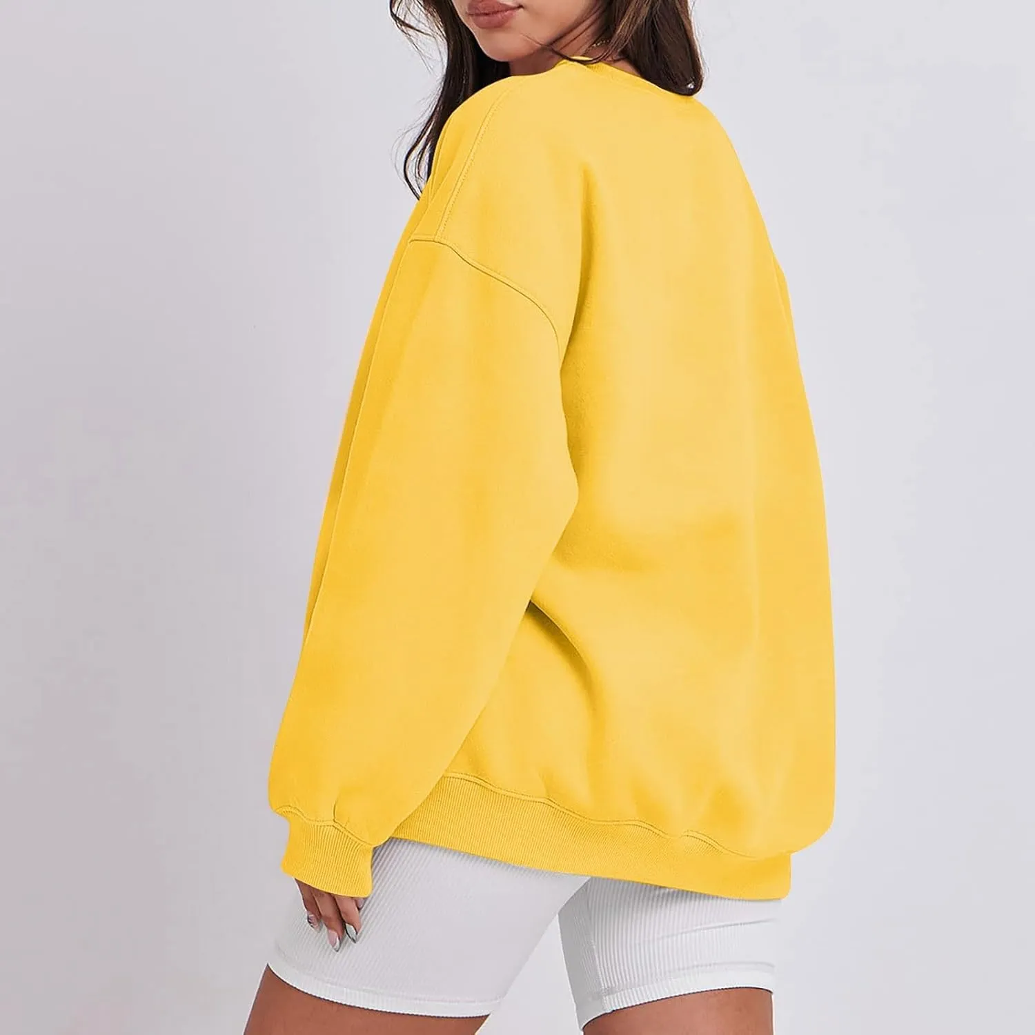 Crewneck Sweatshirts For Women Loose Fit Lightweight Fleece Oversized Sweatshirt Baggy Long Sleeve Pullover Tunic Top