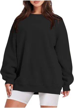 Crewneck Sweatshirts For Women Loose Fit Lightweight Fleece Oversized Sweatshirt Baggy Long Sleeve Pullover Tunic Top