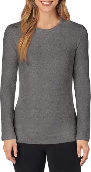 Cuddl Duds Women's Fleecewear with Stretch Long Sleeve Crew Neck – Heavyweight, Ultra-Warm Base Layer & Lounge Top