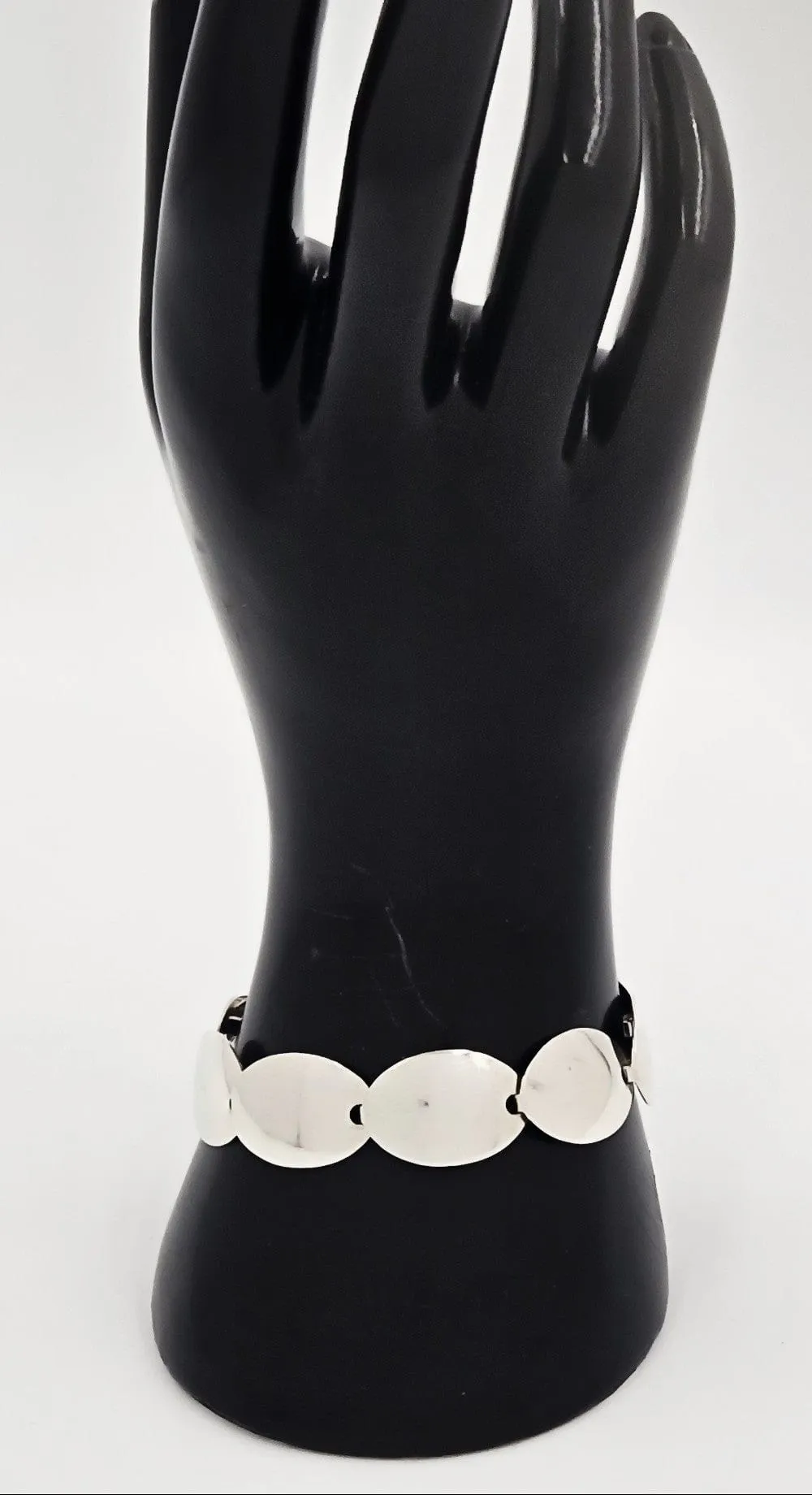 Danish NE From Sterling Silver Modernist Disc Links Demi Parure Set C. 1960s
