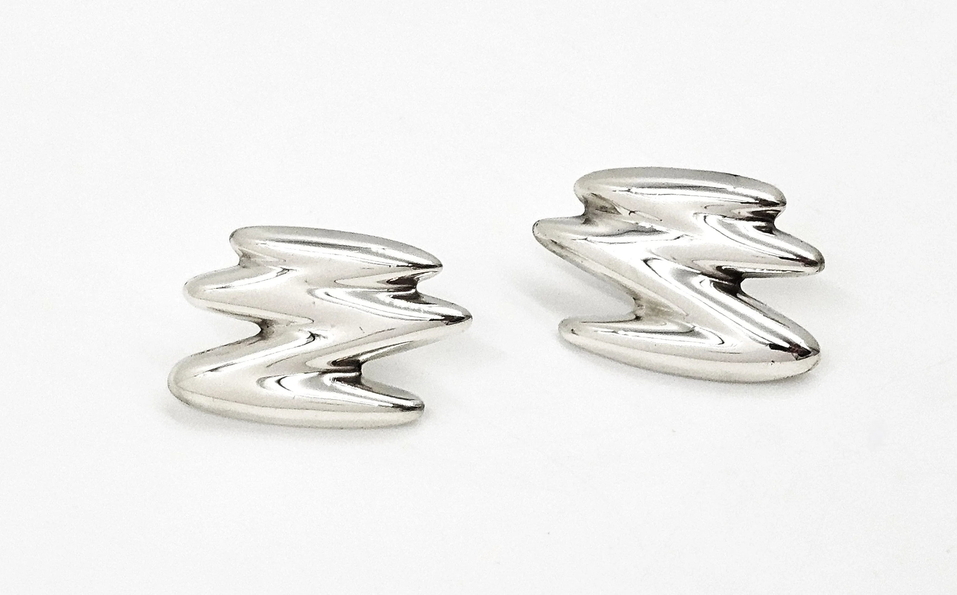Designer Joe Clift Sterling Silver Large Modernist Earrings Circa 1960/70's