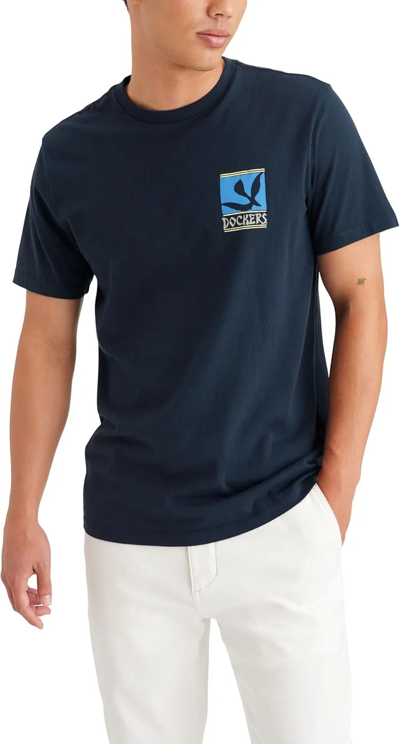 DOCKERS Mens Slim Fit Short Sleeve Graphic Tee Shirt