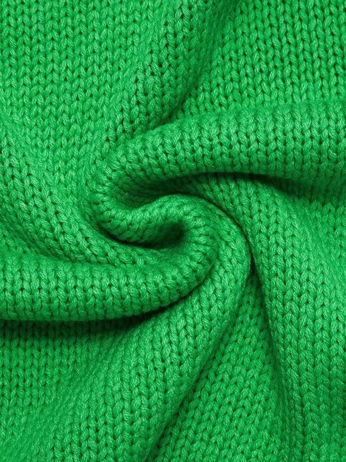 Flamingals Elegant Long Dolman Sleeve V-Neck Solid Chunky Knit Drop Shoulder Sweater