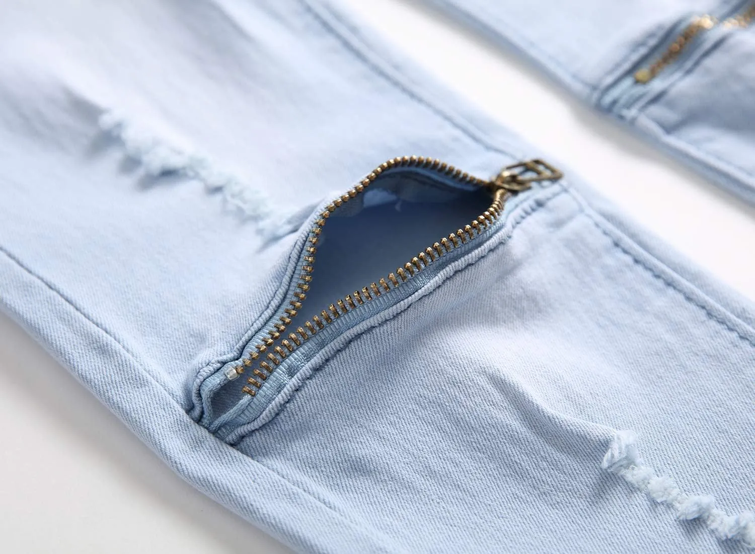 FREDD MARSHALL Boy's Slim Fit Skinny Ripped Distressed Zipper Jeans Pants with Holes